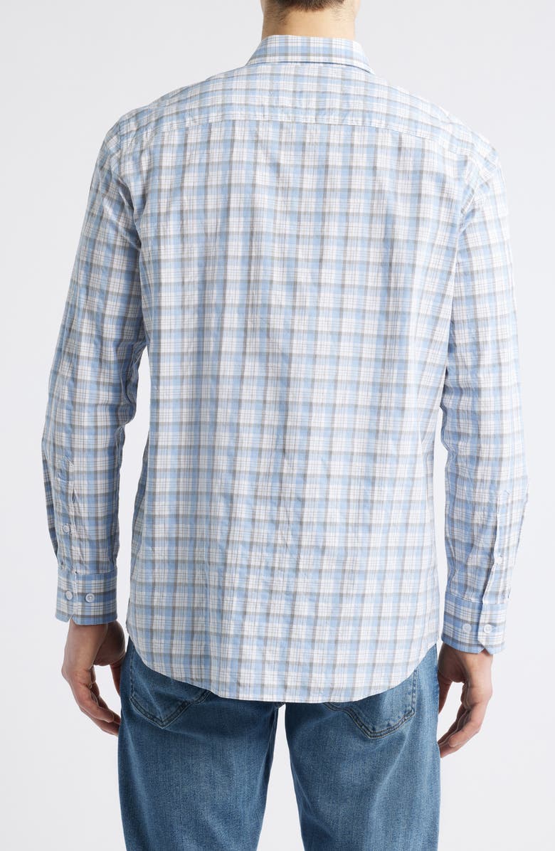 Johnston & Murphy Outline Grid Plaid Button-Up Shirt, Alternate, color, Blue Multi
