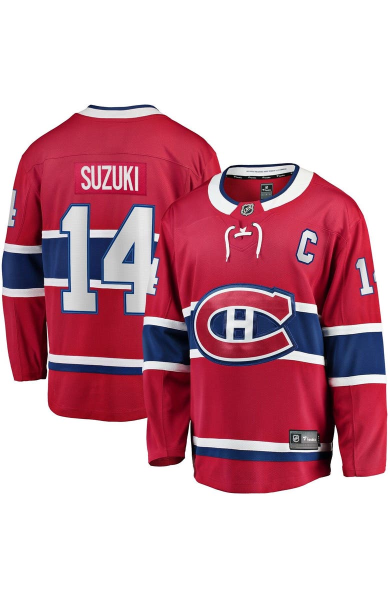 FANATICS Men's Fanatics Branded Nick Suzuki Red Montreal Canadiens Home Premier Breakaway Player Jersey, Main, color,