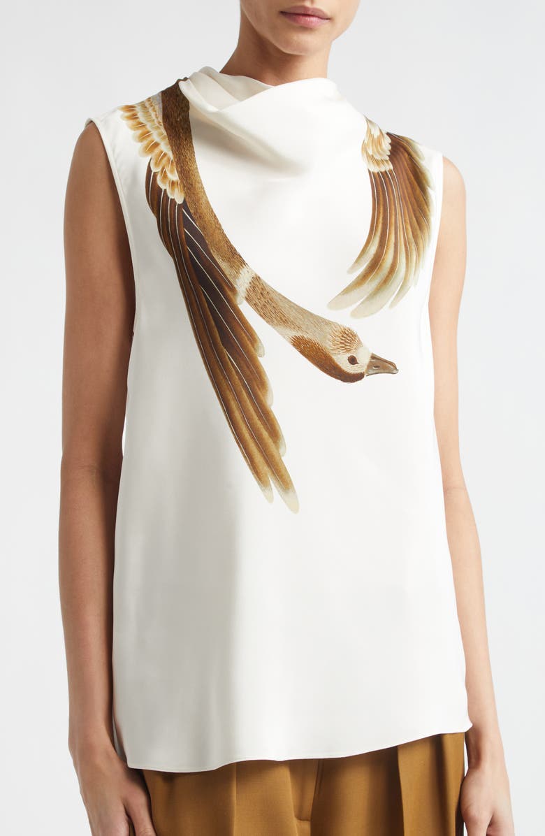 Altuzarra Arlie Silk Top, Alternate, color, Ivory Goose