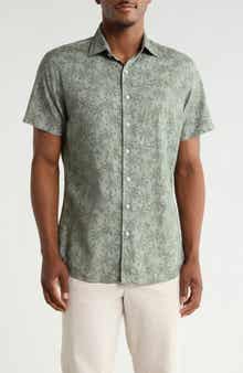 Brooklyn Short Sleeve Cotton & Line Blend Button-Up Shirt