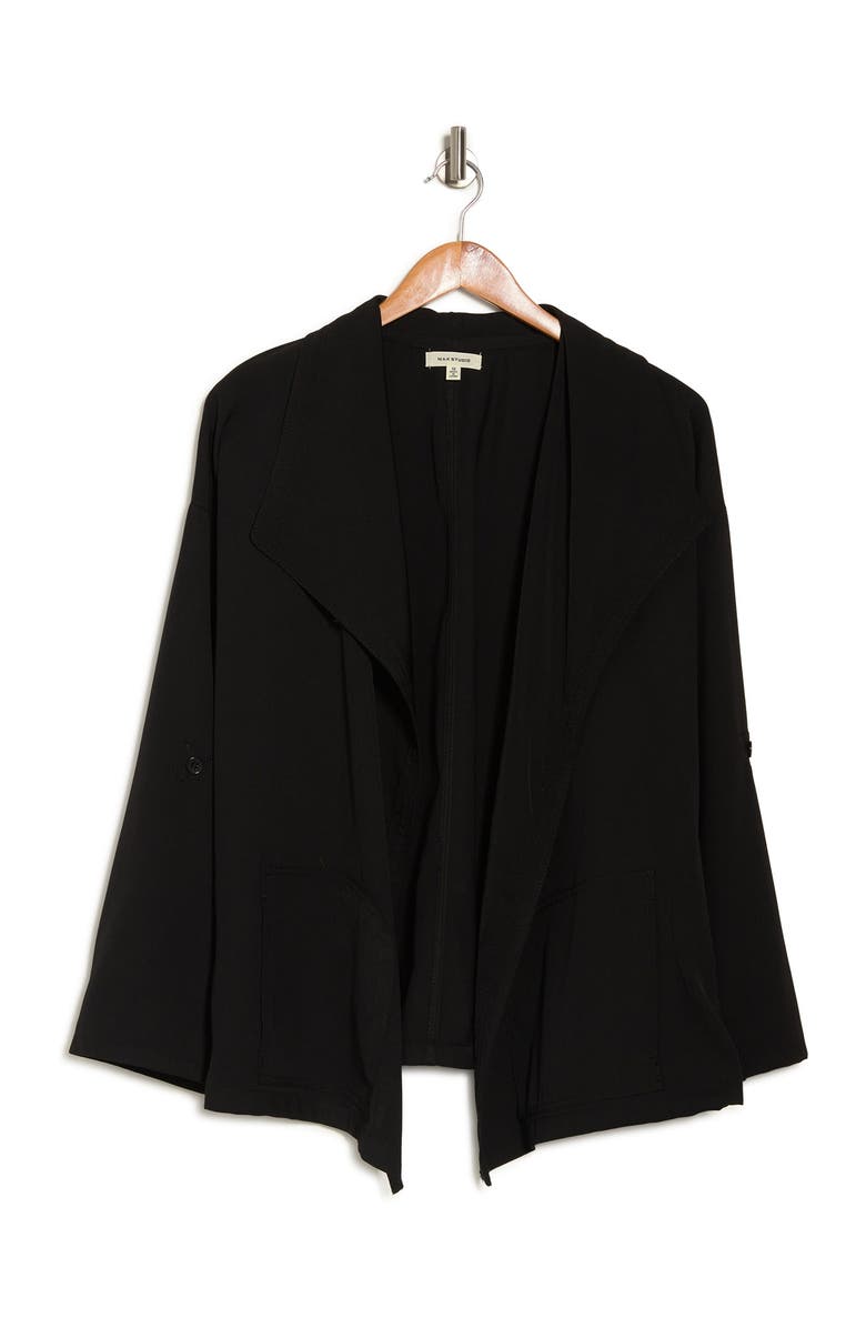 MAX STUDIO Draped Open Front Twill Jacket, Alternate, color, 