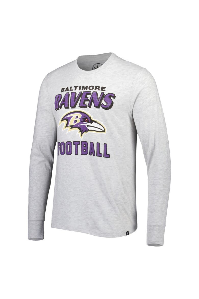 Men's '47 Heathered Gray Baltimore Ravens Dozer Franklin Long Sleeve T-Shirt, Alternate, color, Gray