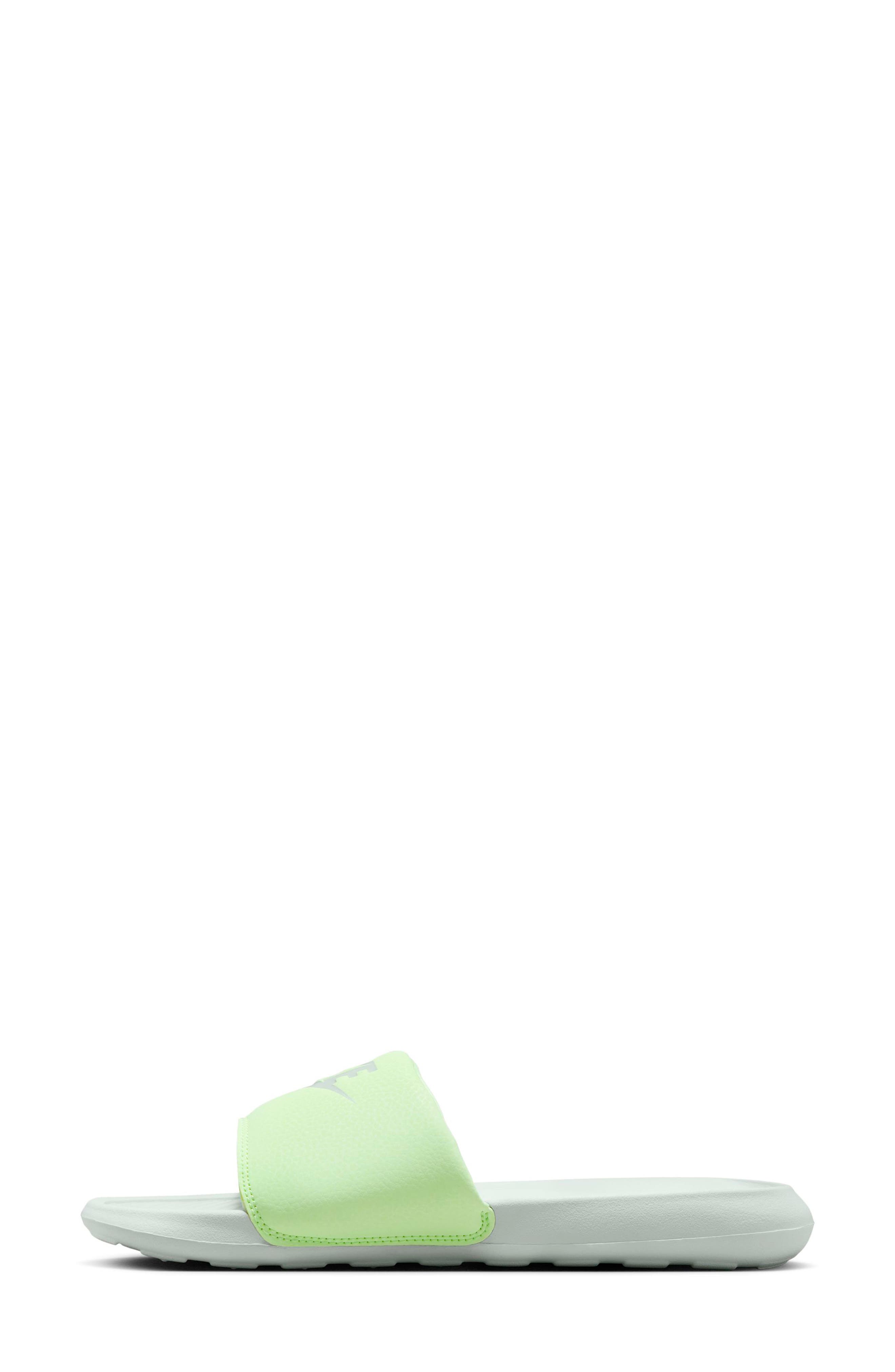 Nike Victori Slide Sandal, Alternate, color, Silver / Light Silver/ Volt