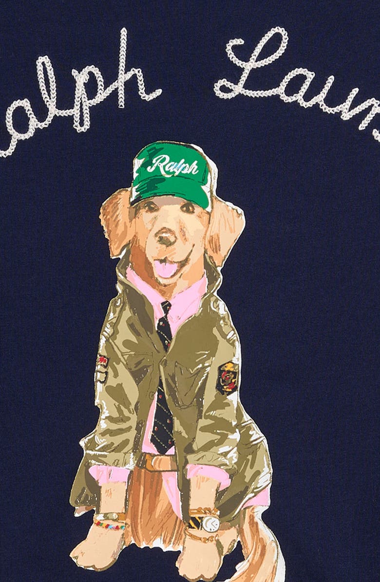 Polo Ralph Lauren Kids' Embroidered Dog Print Long Sleeve Graphic T-Shirt, Alternate, color, Navy