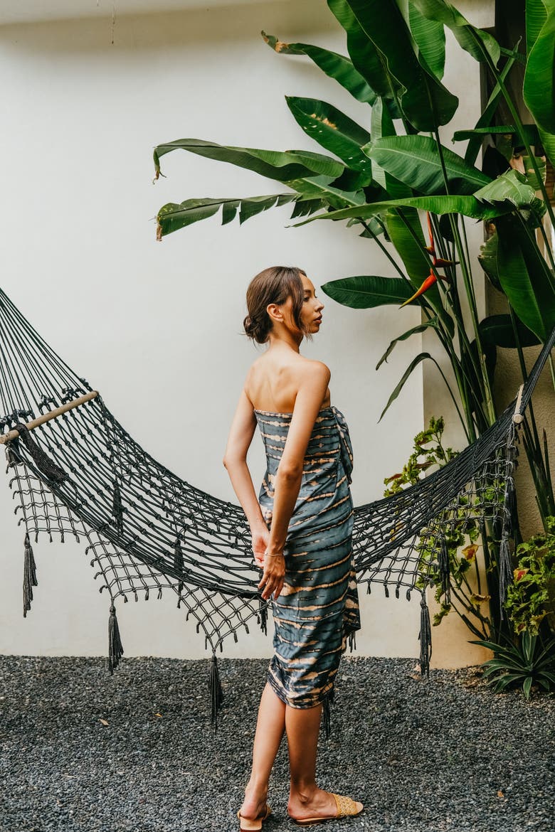 Beach Hand-Dyed Sarong, Alternate, color, Blue