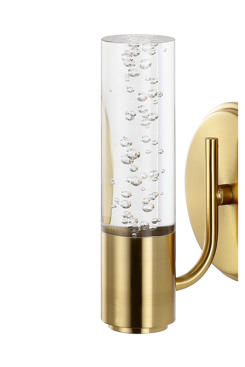 Bolha 1-Light Minimalist Modern Bubble Acrylic/Iron Integrated LED Vanity Light, Alternate, color, Brass Gold