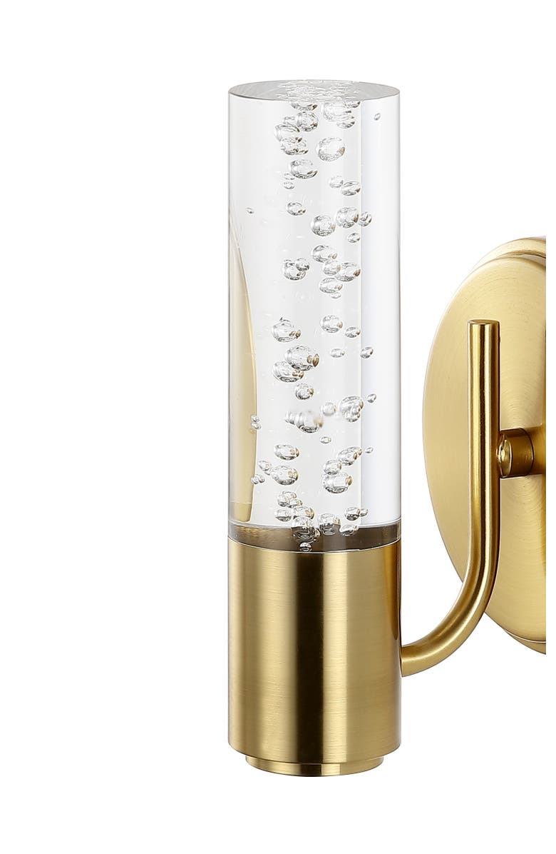 JONATHAN Y Bolha 1-Light Minimalist Modern Bubble Acrylic/Iron Integrated LED Vanity Light, Alternate, color, Brass Gold