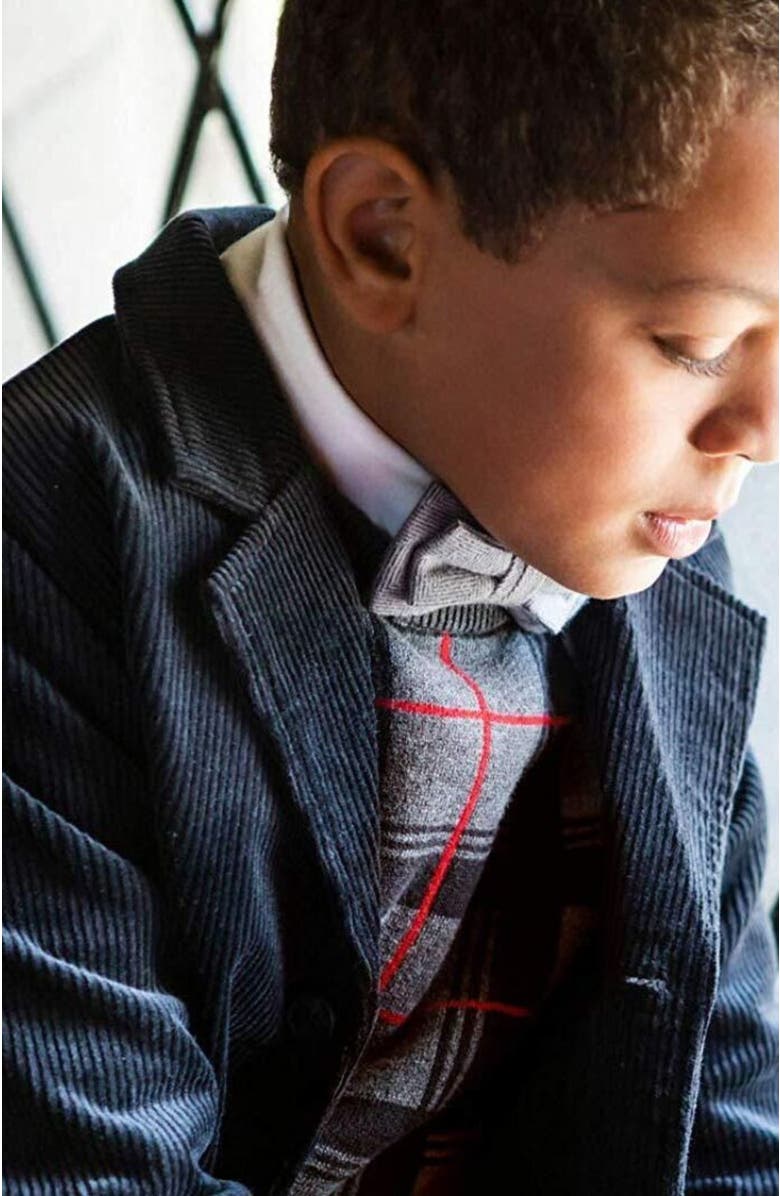 Hope & Henry Baby Boys' Herringbone Cable Sweater with Elbow Patches, Infant, Alternate, color, Grey Plaid