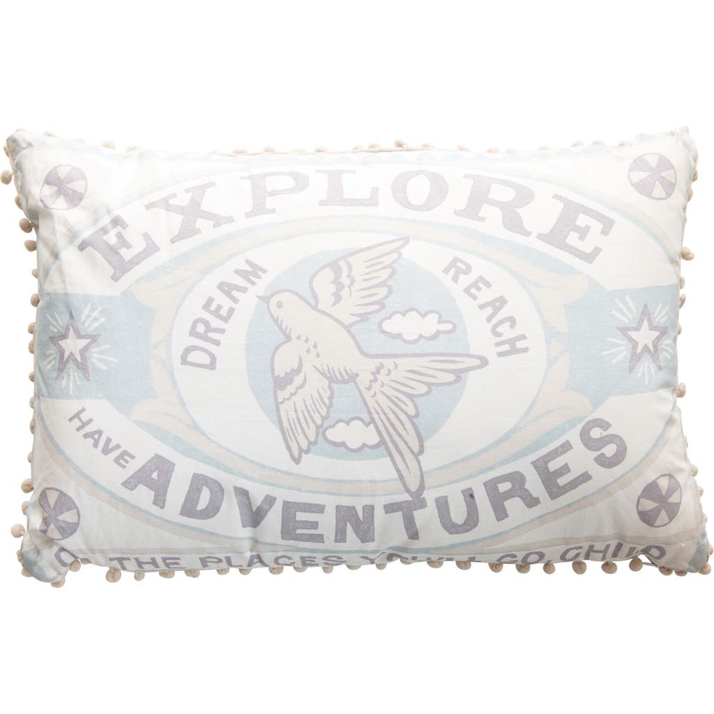 Storied Home Lumbar Multi Color "explore Have Adventures" Cotton Pillow In Multi