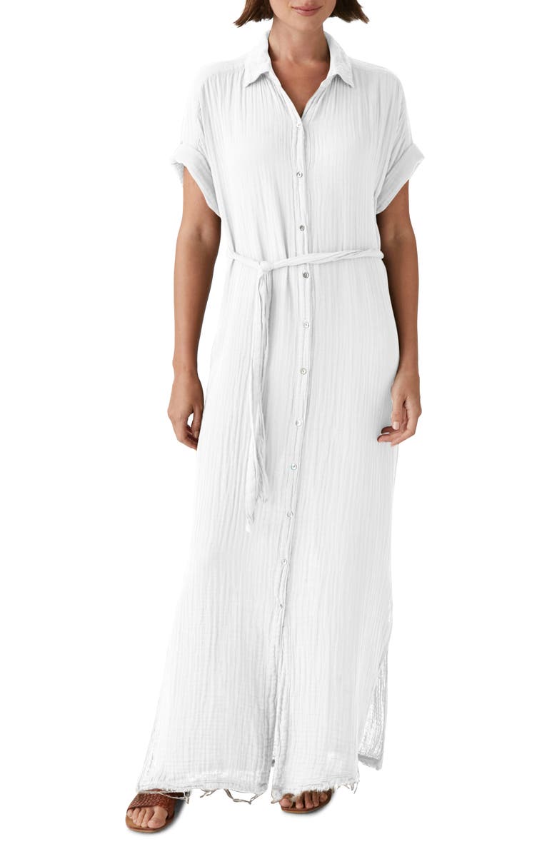 Michael Stars Allen Tie Waist Maxi Shirtdress, Main, color, 