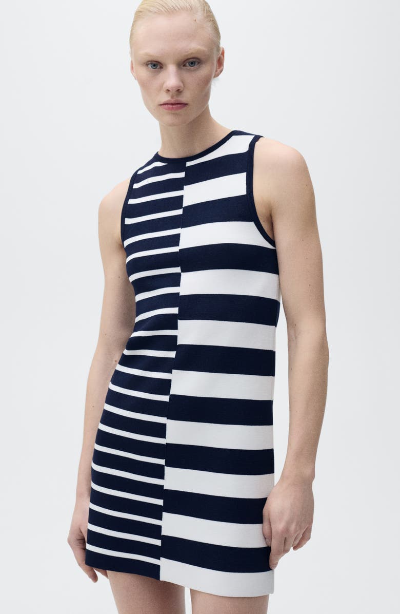 MANGO Mixed Stripe Sweater Dress, Alternate, color, Dark Navy