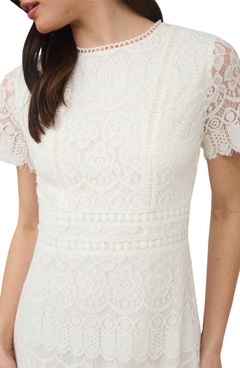 AUGUST SKY Scalloped Lace Midi Dress, Alternate, color, Off White