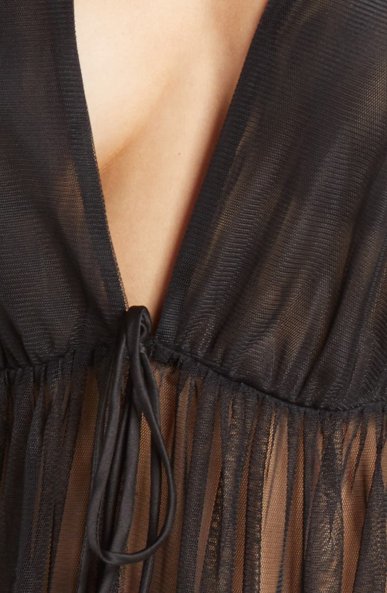 Black Bow Jennifer Lace Hem Maxi Chemise, Alternate, color,