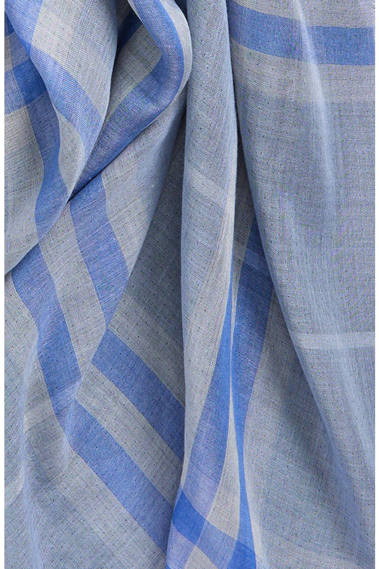 Reversible Medium Check Wool & Silk Scarf, Alternate, color, DIVE/ TORRENT BLUE