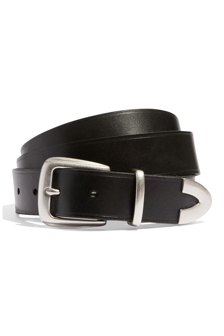 Leather Western Belt, Main, color, TRUE BLACK