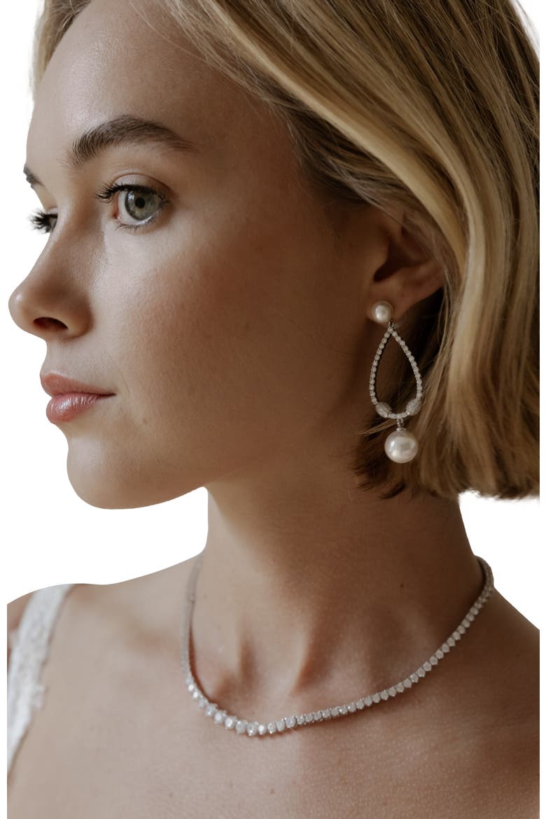 Muse Pearl Drop Earrings, Alternate, color, Silver