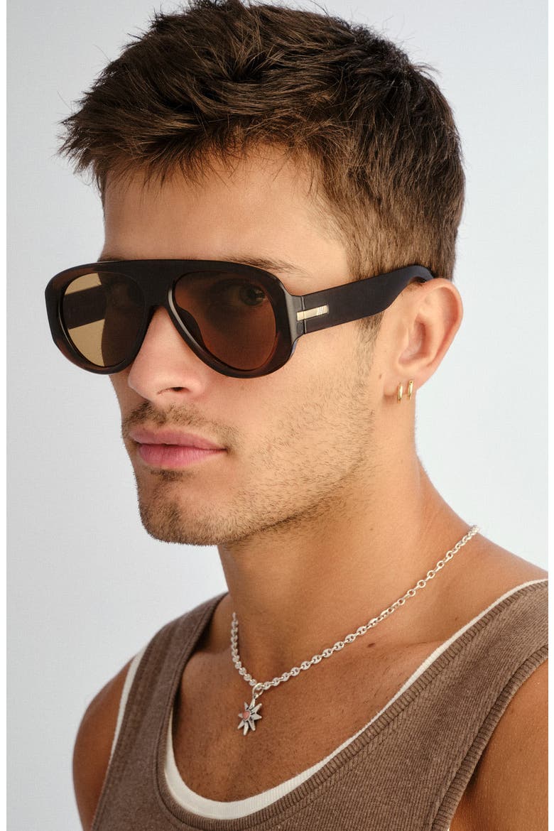 Dream Boat 57mm Aviator Sunglasses, Alternate, color, COCOA / LIGHT BROWN MONO