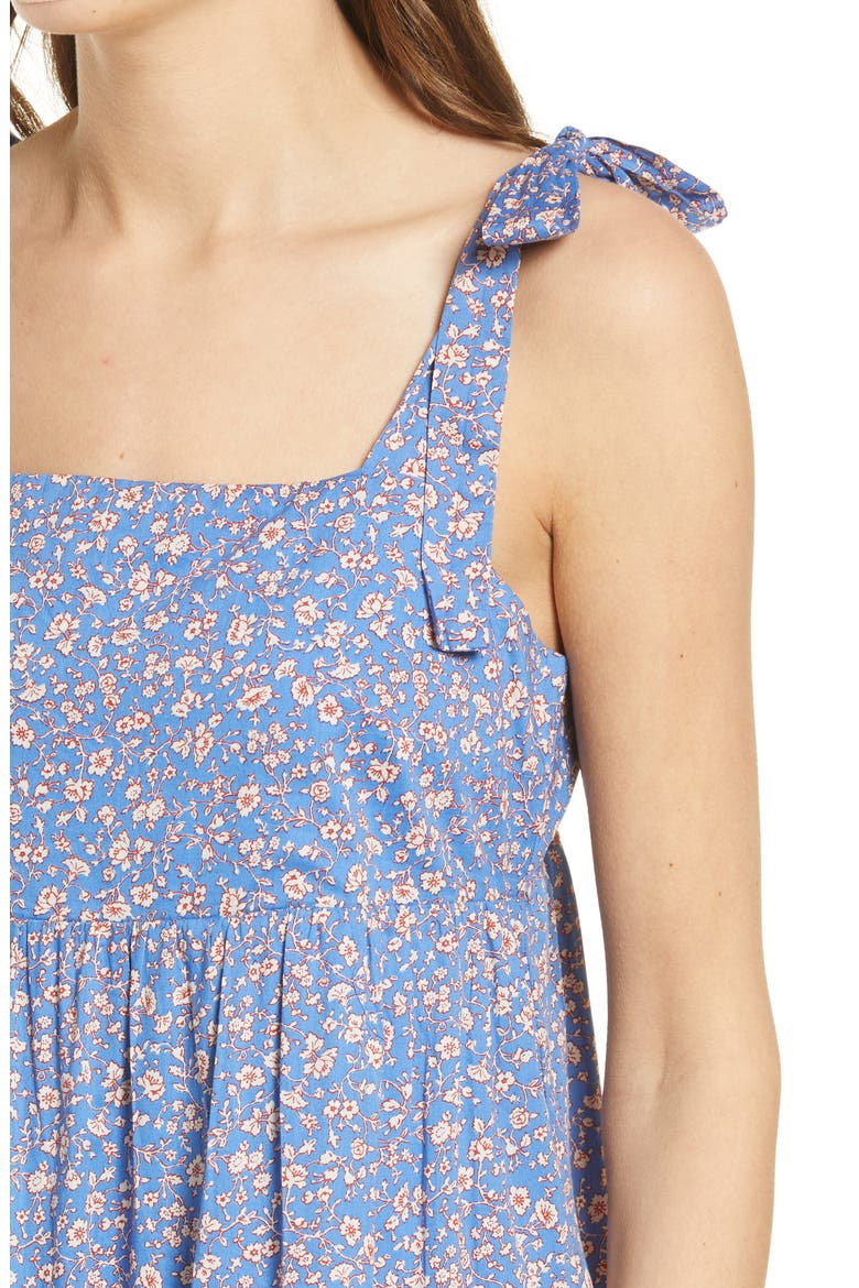 Tie Strap Tiered Midi Dress, Alternate, color, SUMMER VINES HERMITAGE BLUE