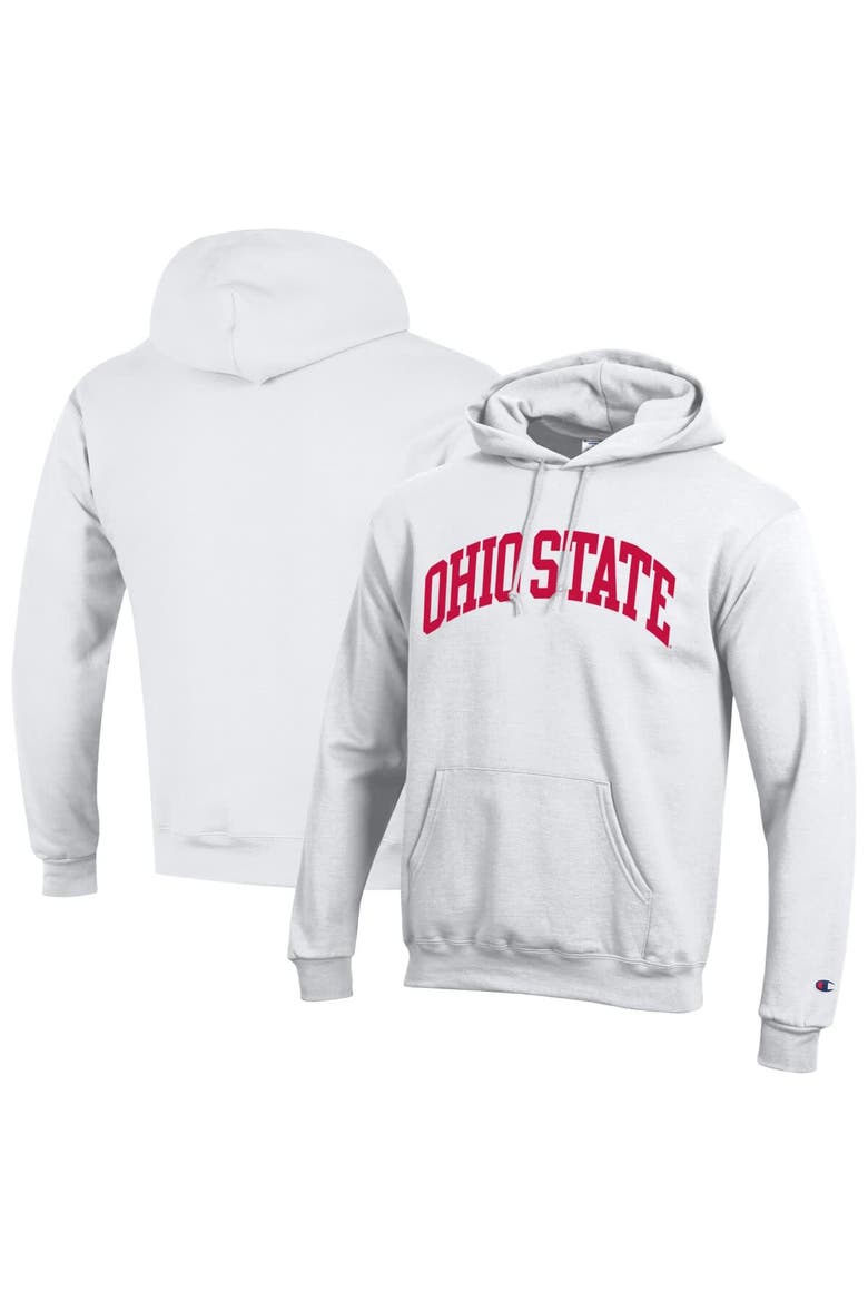 Men's Champion  White Ohio State Buckeyes Basic Arch Fleece Pullover Hoodie, Main, color, White