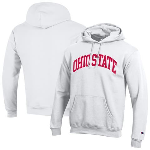 Men's Champion  White Ohio State Buckeyes Basic Arch Fleece Pullover Hoodie