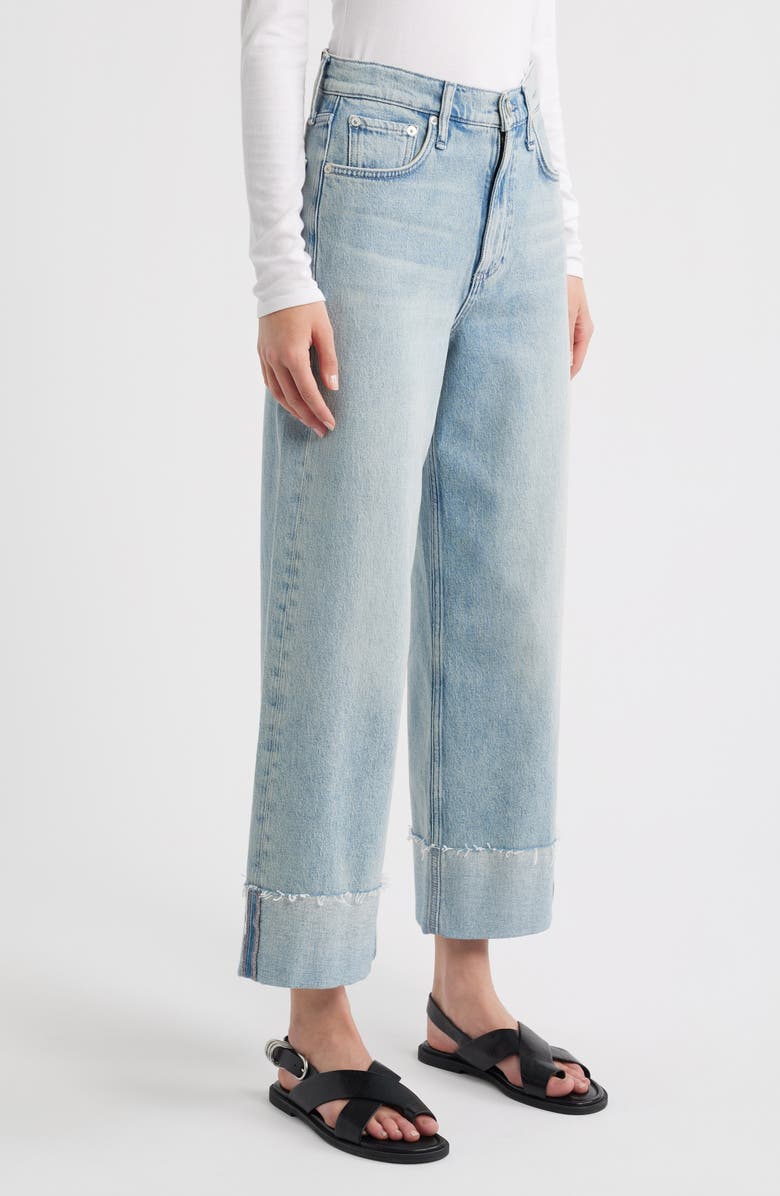 rag & bone Andi High Waist Raw Cuffed Ankle Wide Leg Jeans, Alternate, color, Bloomfield