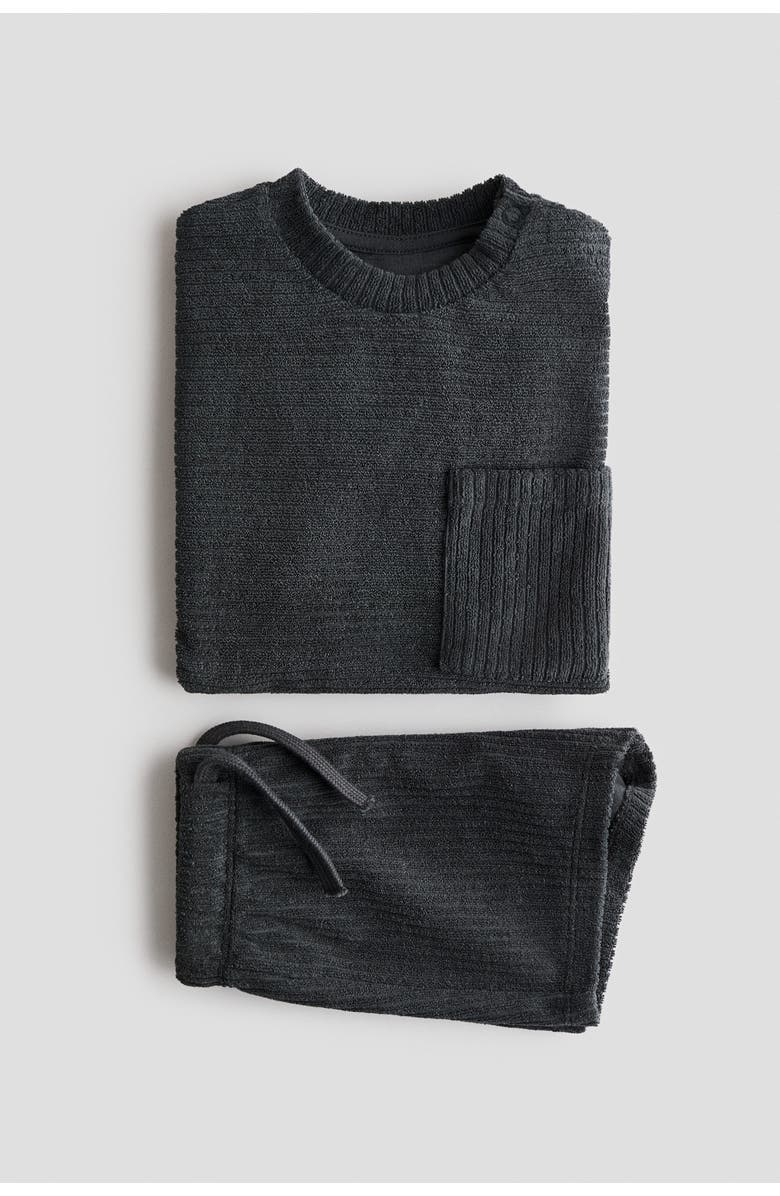 H&M 2-piece Ribbed Terry Set, Alternate, color, Dark Gray