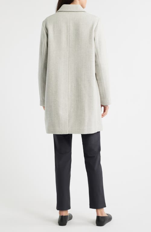 Eileen Fisher Soft Wool Herringbone Classic Collar Coat In Neutral