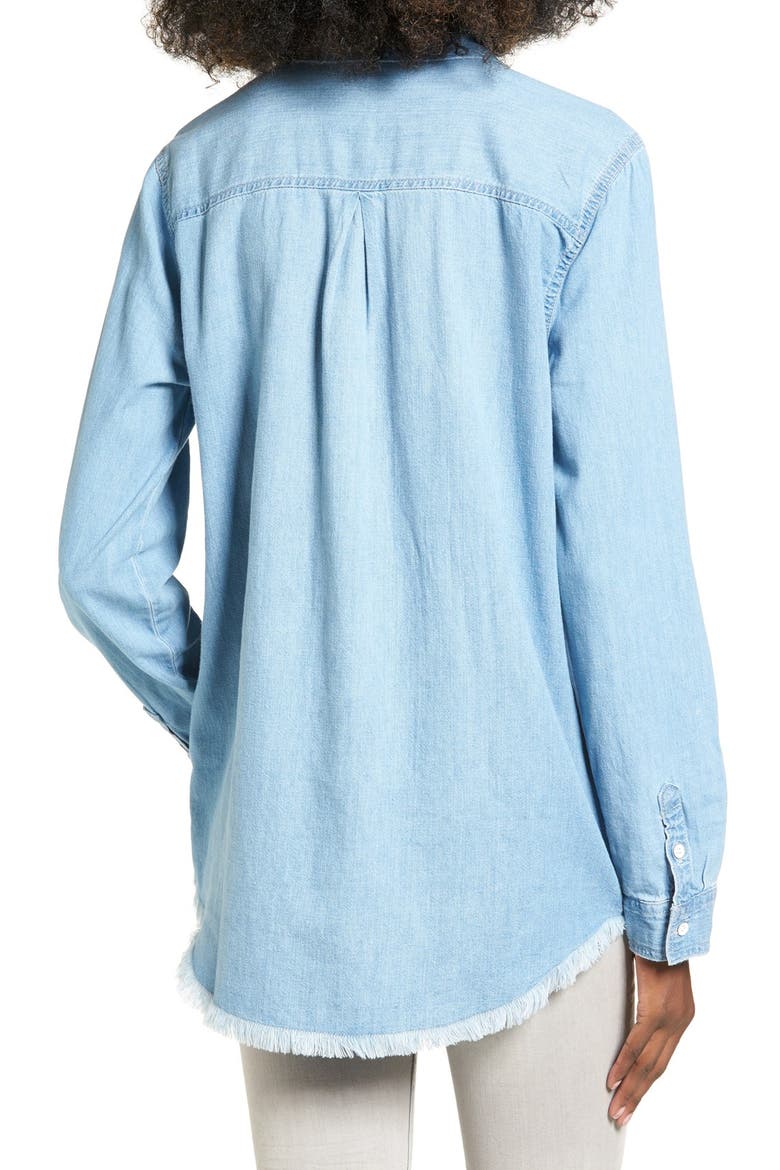 Frayed Hem Chambray Shirt, Alternate, color, DAWN BLUE