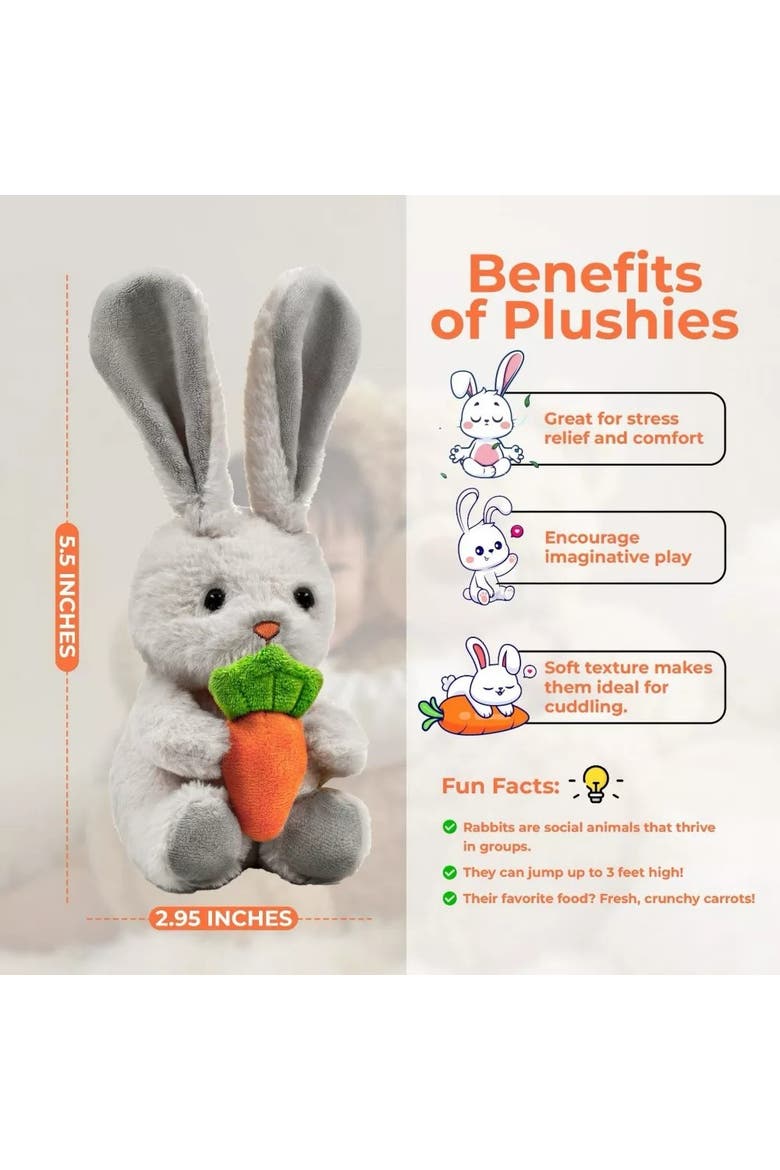 Easter Plush Baby Bunny with Carrot, Alternate, color, Multicolor