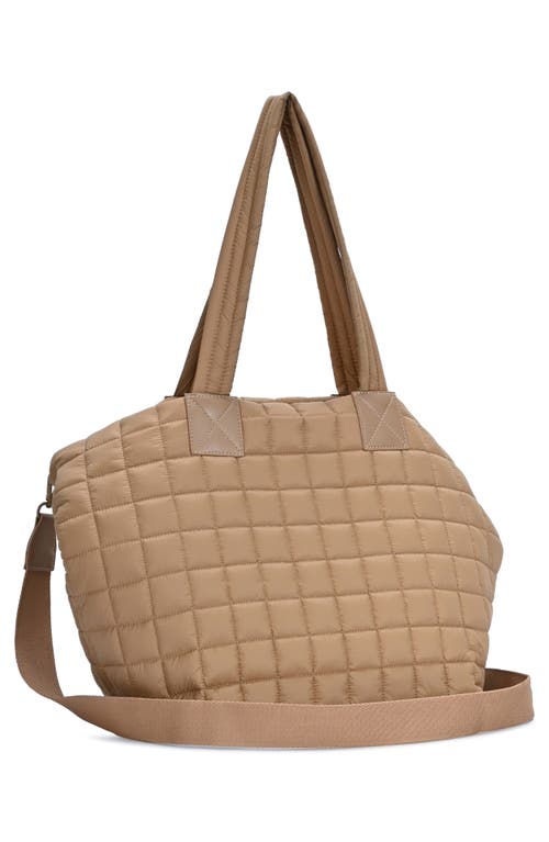 Madison West Large Quilted Shoulder Bag In Beige