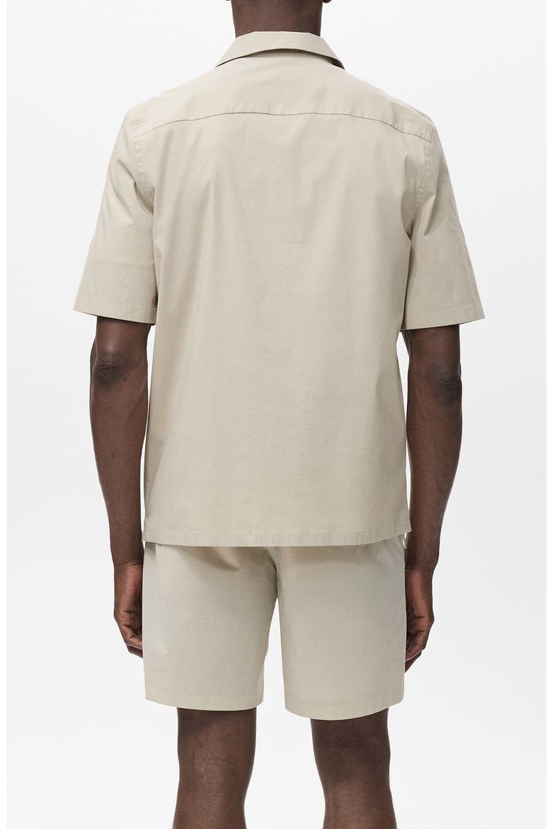 Cotton Blend Camp Shirt, Alternate, color, BEIGE