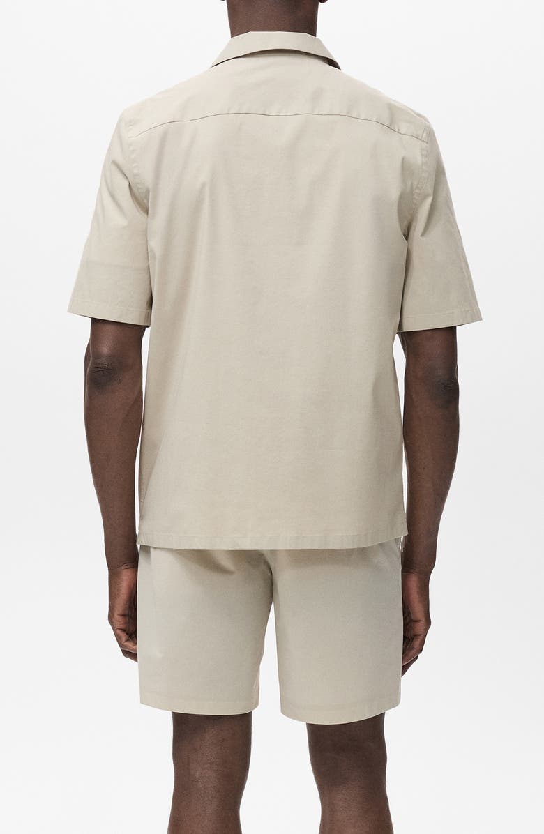 MANGO Cotton Blend Camp Shirt, Alternate, color, Beige