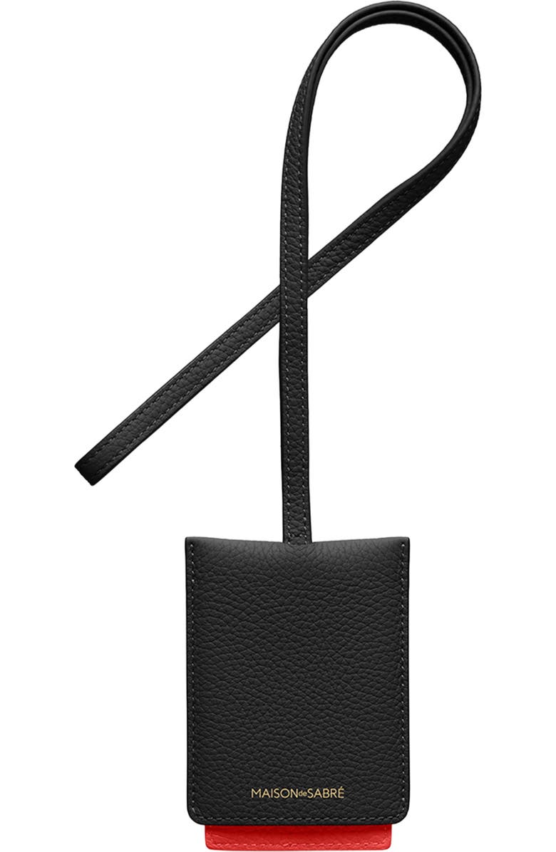 MAISON de SABRÉ Leather ID Lanyard, Alternate, color, Rouge Noir
