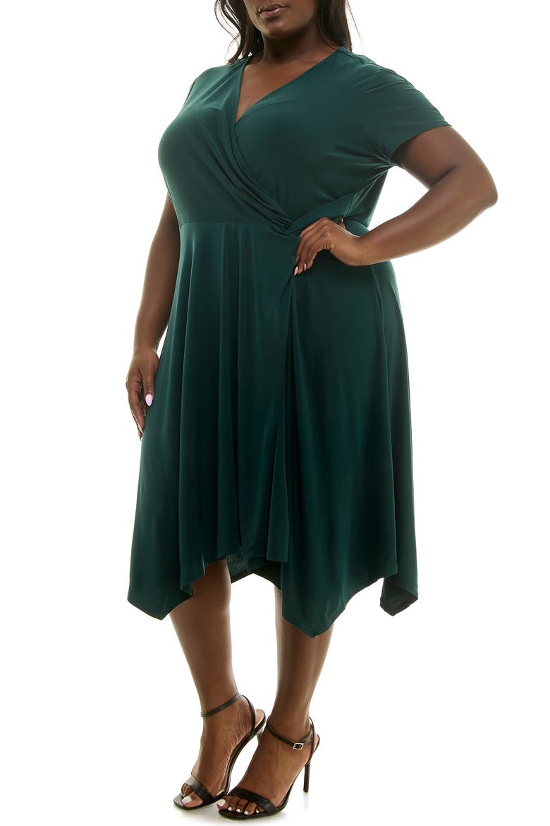 Handkerchief Hem Dress, Alternate, color, HUNTER