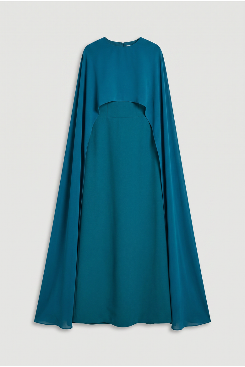 Cape Sleeve Maxi Dress, Alternate, color, Teal
