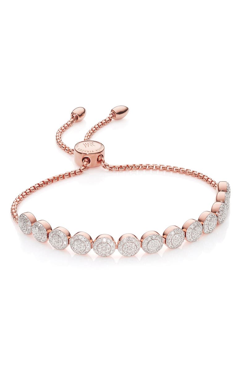 Monica Vinader Fiji Beaded Chain Diamond Bracelet, Main, color, 