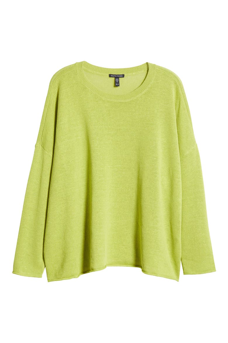 Organic Linen & Organic Cotton Sweater, Alternate, color, CHARTREUSE
