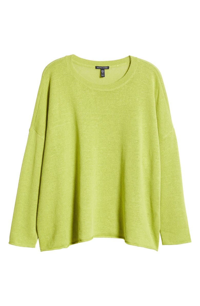 Eileen Fisher Organic Linen & Organic Cotton Sweater, Alternate, color, Chartreuse