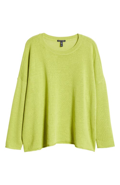 Eileen Fisher Petite Crewneck Linen T-shirt In Chartreuse