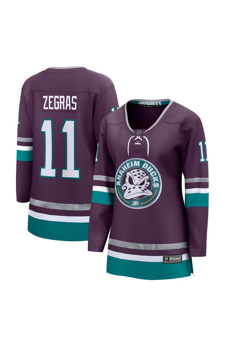 FANATICS Women's Fanatics Trevor Zegras Purple Anaheim Ducks Alternate Premier Breakaway Player Jersey, Main, color,