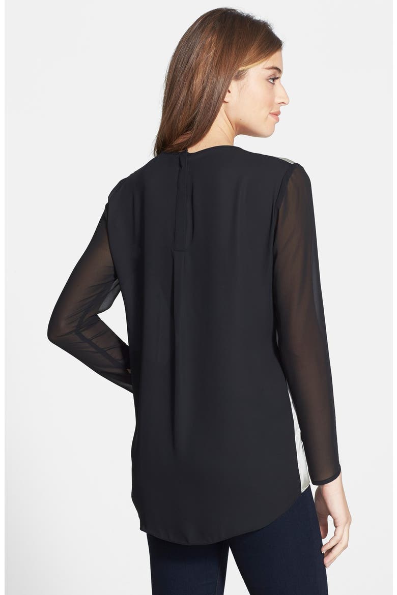 'Modern Structure' Print Front Blouse, Alternate, color, RICH BLACK