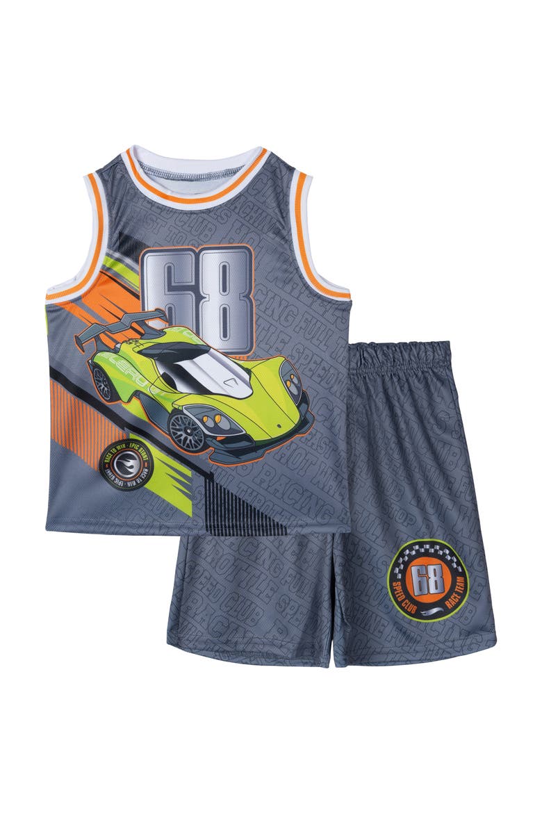 Athletic 2-Piece Tank Top and Shorts Set, Main, color, Hot Wheels Dark Grey