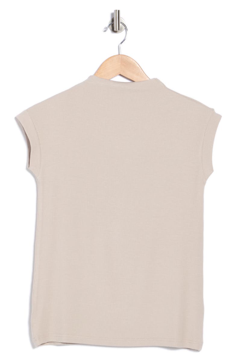T Tahari Mock Neck Rib Knit Top, Main, color, Beige