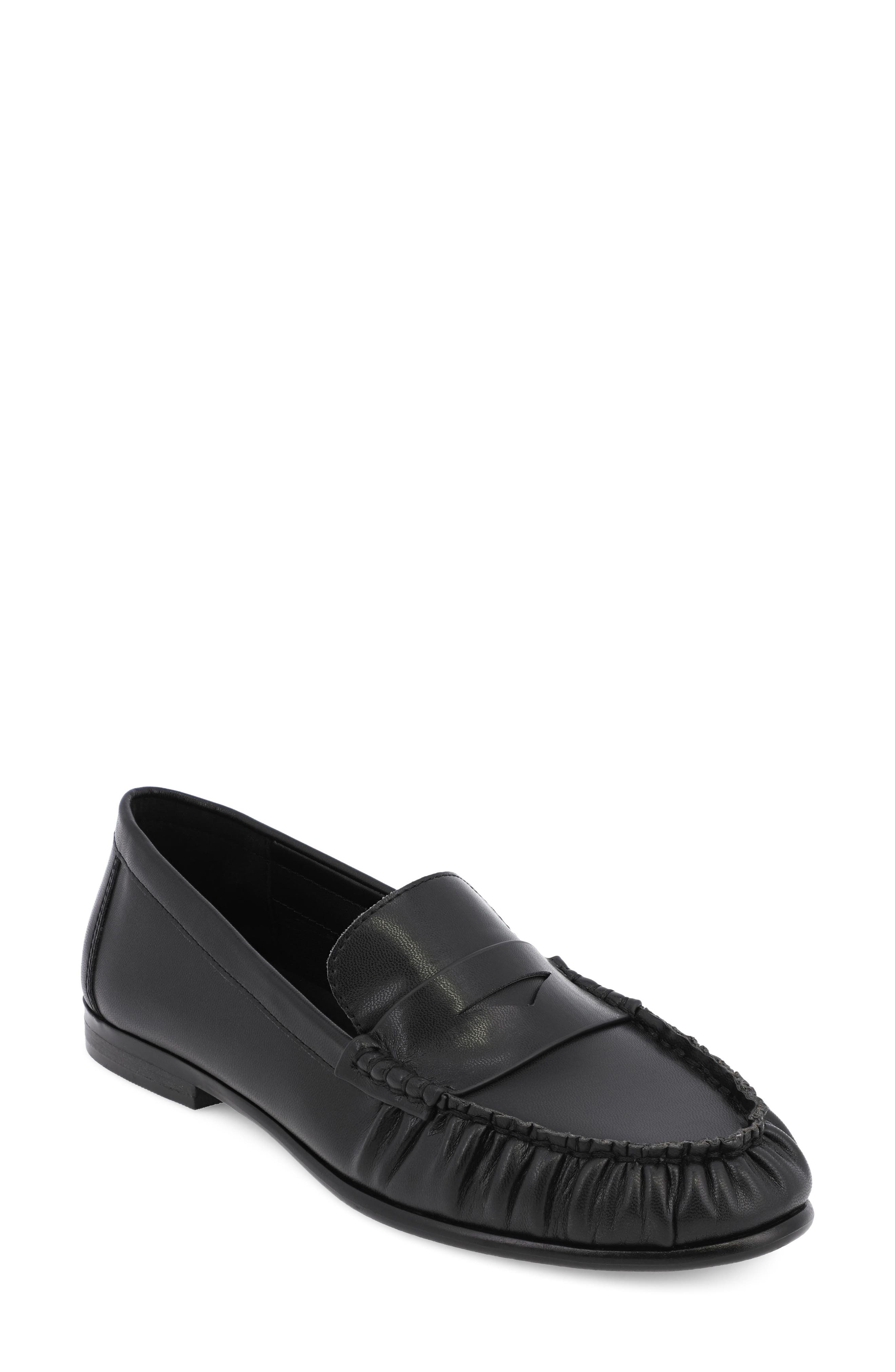Carrson-P Faux Leather Penny Loafer, Main, color, BLACK