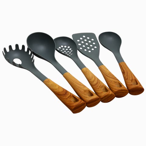 Everwood Kitchen Nylon Tools Set with Wood Inspi Handles, Set of 5