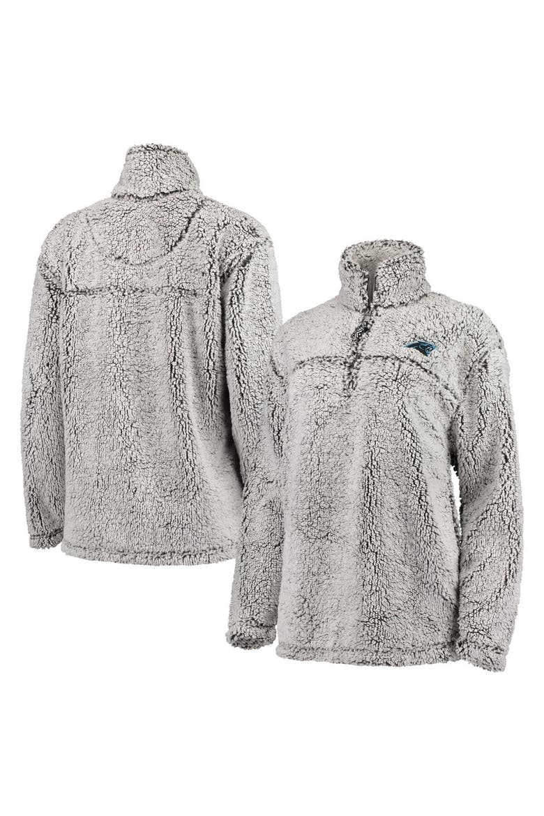 Women's G-III 4Her by Carl Banks Gray Carolina Panthers Sherpa Quarter-Zip Pullover Jacket, Main, color, Gray