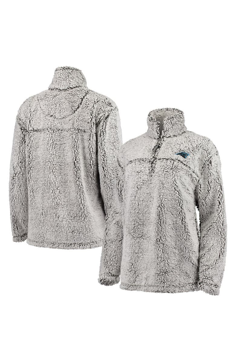 G-III 4HER BY CARL BANKS Women's G-III 4Her by Carl Banks Gray Carolina Panthers Sherpa Quarter-Zip Pullover Jacket, Main, color, Gray