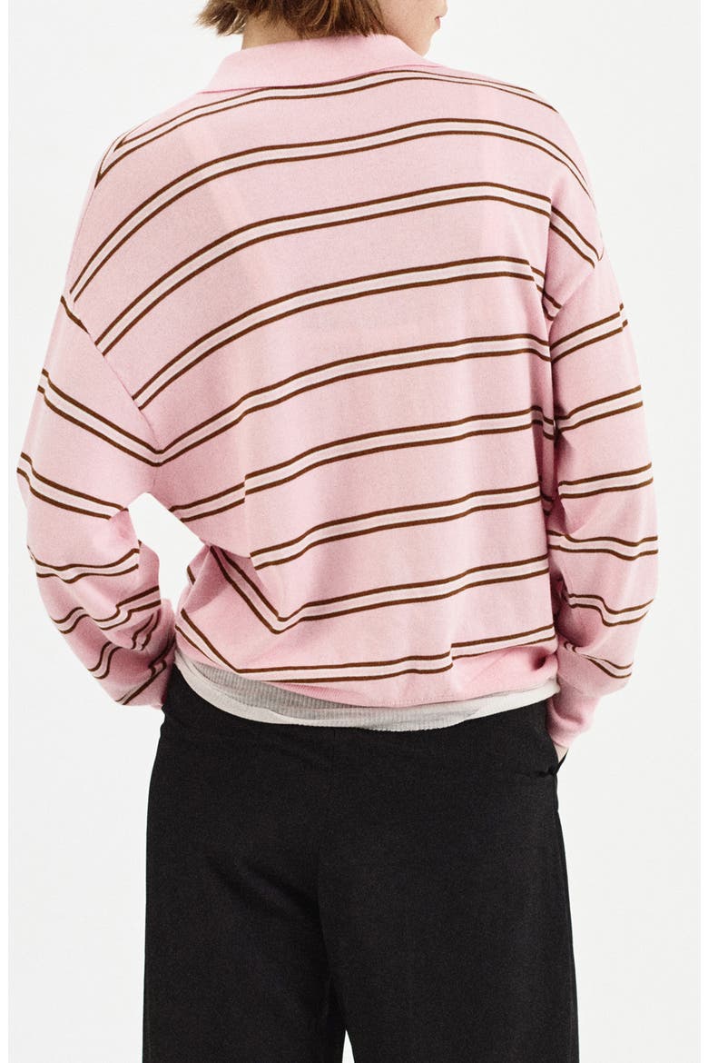 Stripe Polo Sweater, Alternate, color, LIGHT PINK