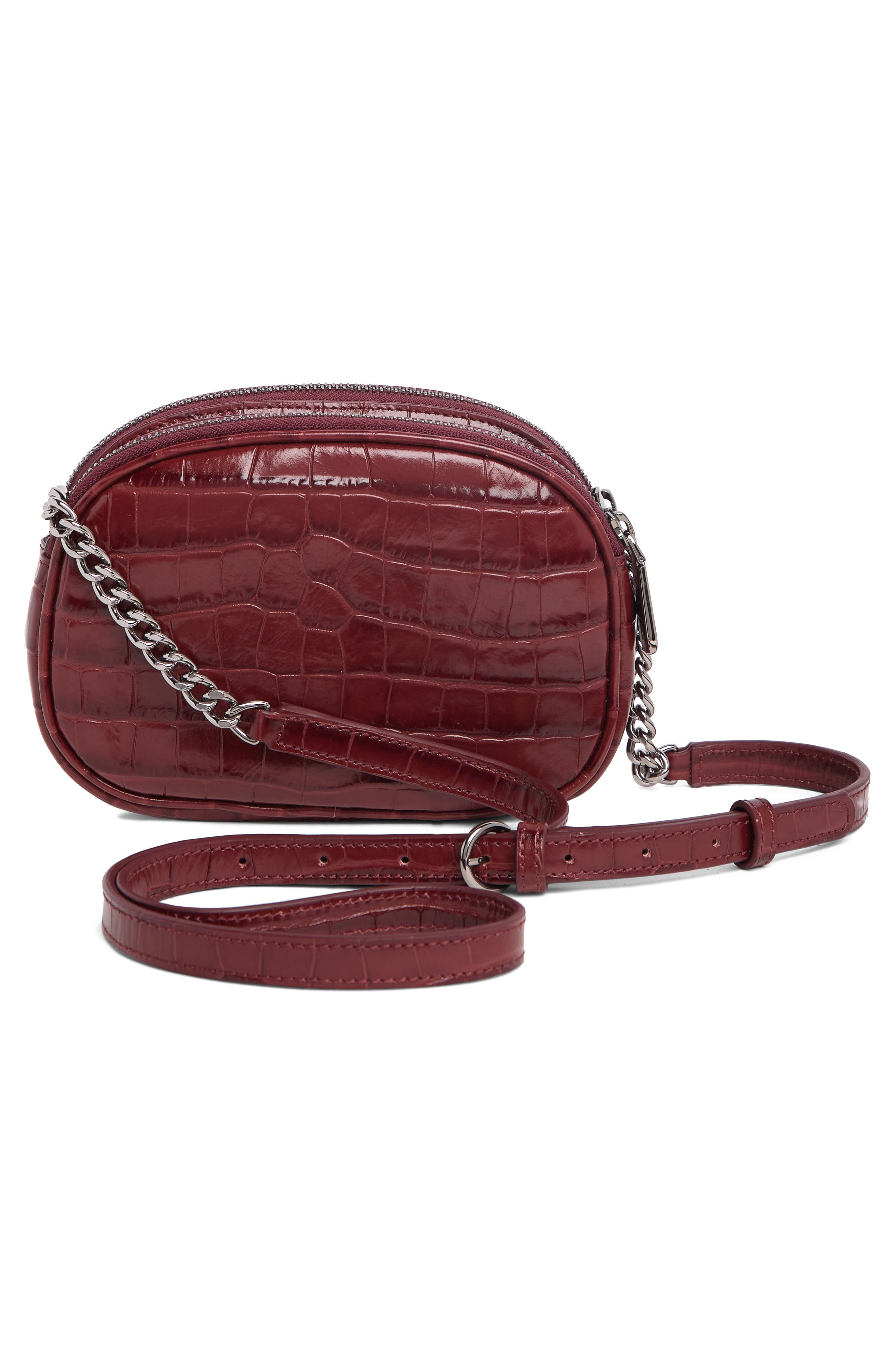 KARL LAGERFELD PARIS Croc Embossed Leather Crossbody Bag, Alternate, color, 