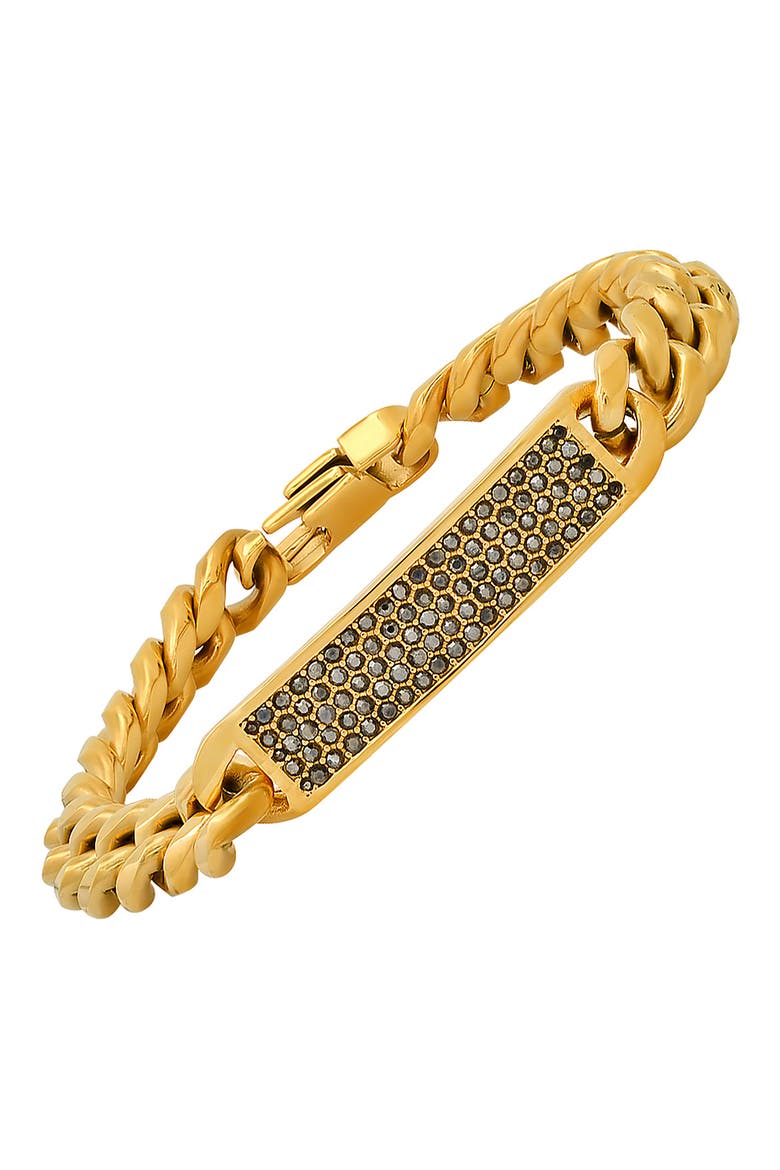 Men's Crystal Pavé Bar Chain Bracelet, Alternate, color, GOLD